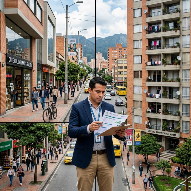 Avaluador comparando valoracion de local comercial versus apartamento residencial
